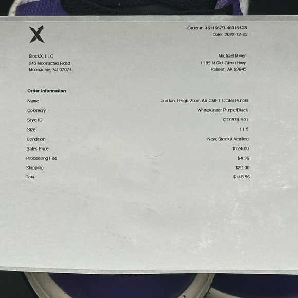 Jordan 1 high Zoom air. Size 11.5. Mens. Purple/white. Brand New with box! - Picture 3 of 6